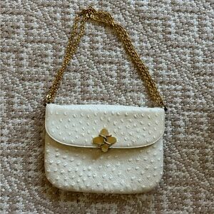 Vintage Block White Ostrich Leather Purse